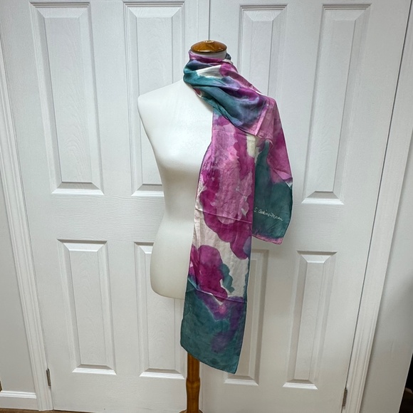 S Atkins-Moran Vintage Signed Handmade Dyed Scarf - Size 71" x 14" - In Bag. - Picture 1 of 10